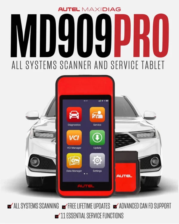 Autel MaxiDiag MD909 Pro Advanced All-Systems Diagnostic Tablet | Wireless + Free Lifetime Software - Electromann SA