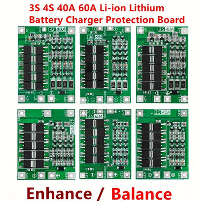 3S/4S 40A/60A Li-ion Lithium Battery Charger Protection Board for 18650  Cells - Electromann SA