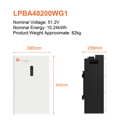 Felicity Solar 10.24kWh 48V 200Ah LiFePO₄ Floor/Wall Mount Lithium Battery (LPBA Series) (10008419)