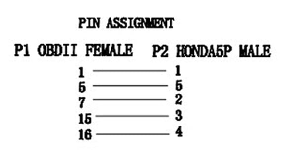 Honda 5Pin OBD to OBD2 Lead Cable