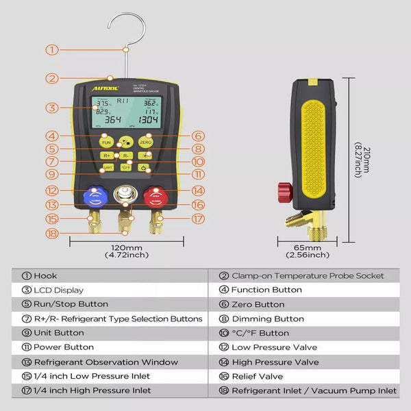 Autool LM120+ Digital Manifold Gauge