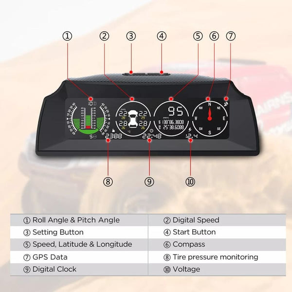 Autool 4×4 X91 Smart HUD Slope Meter