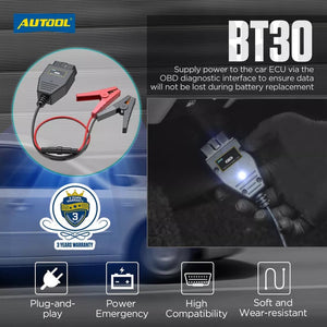 Autool BT30 Car OBD2 Battery Replacement Tool | ECU Memory Saver