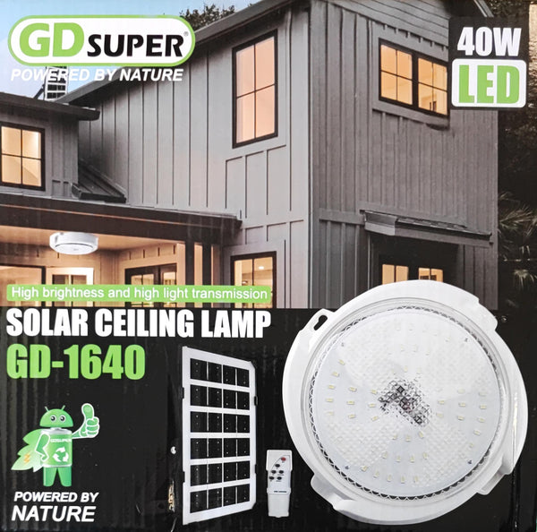 GDSUPER 40Watt Solar Indoor Ceiling Mounted Remote Control LED Light - Eco-friendly and Bright Lighting Solution