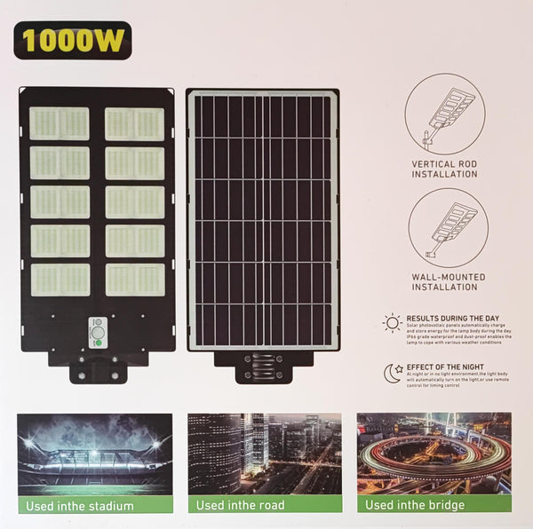 JT-CLEAR 1000Watt Solar Powered LED Street/Pole Light - High-Quality Sustainable Lighting Solution