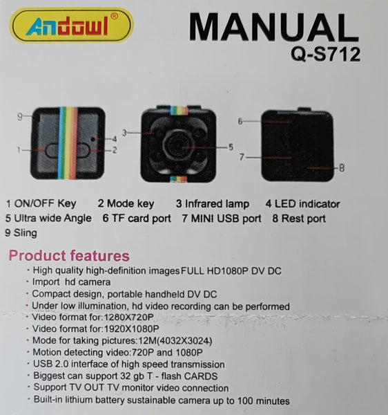 ANDOWL 1080P HD Mini Camera DVR