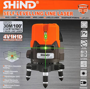 SHIND High Quality 30Meter 5 Beam 4V1H1D Laser Level - Versatile and Accurate Tool for Leveling and Alignment