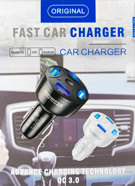 High-Speed 4Port USB QC 3.0 Car Charger with Lighter Socket