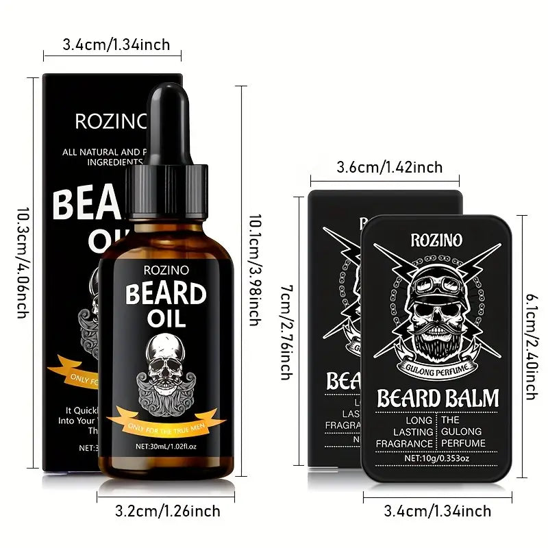 ROZINO Beard Care Kit: 30ml Essential Oil & 10g Balm - Little Tokyo SA