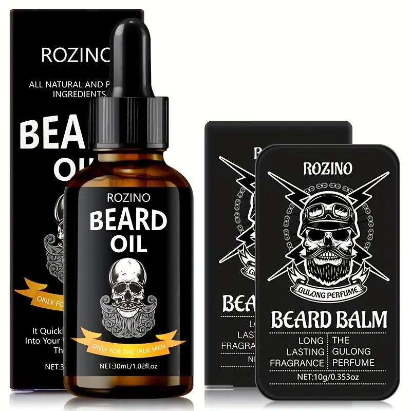 ROZINO Beard Care Kit: 30ml Essential Oil & 10g Balm