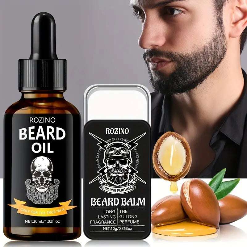 ROZINO Beard Care Kit: 30ml Essential Oil & 10g Balm