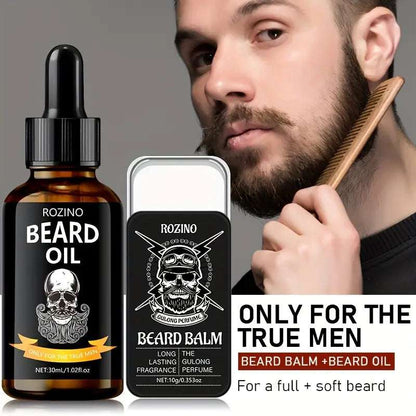 ROZINO Beard Care Kit: 30ml Essential Oil & 10g Balm