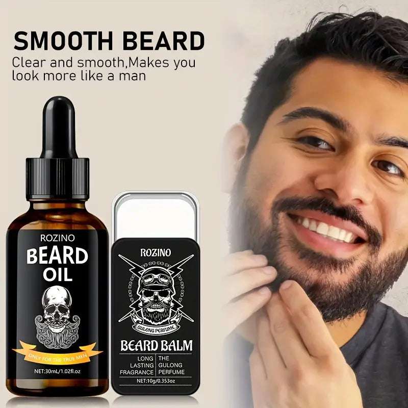 ROZINO Beard Care Kit: 30ml Essential Oil & 10g Balm