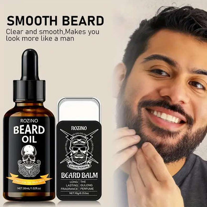 ROZINO Beard Care Kit: 30ml Essential Oil & 10g Balm