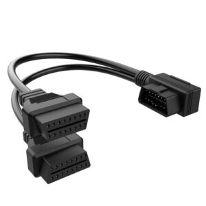 30cm OBD2 16 Pin Right Angle Splitter Y Cable Male to 2 Female – Connect Multiple OBD2 Devices!